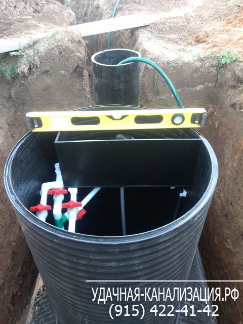 Установка автономной канализации на 6-х человек НТ-БИО-3 с возможностью периодической эксплуатации в любое время года, укладка 30 метров канализации с утеплением